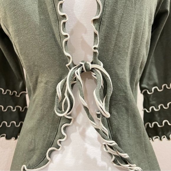 Laura Hlavac Olive Ruffled Cardigan Duster Size Small - Picture 6 of 13